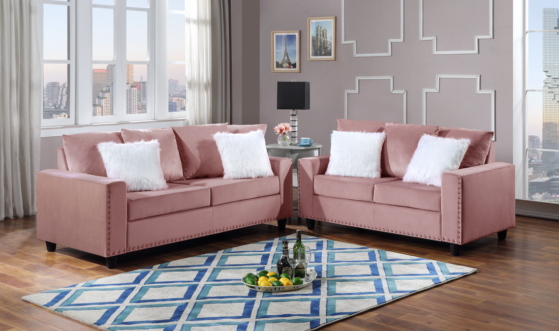 Cinderella Pink Velvet Sofa & Loveseat