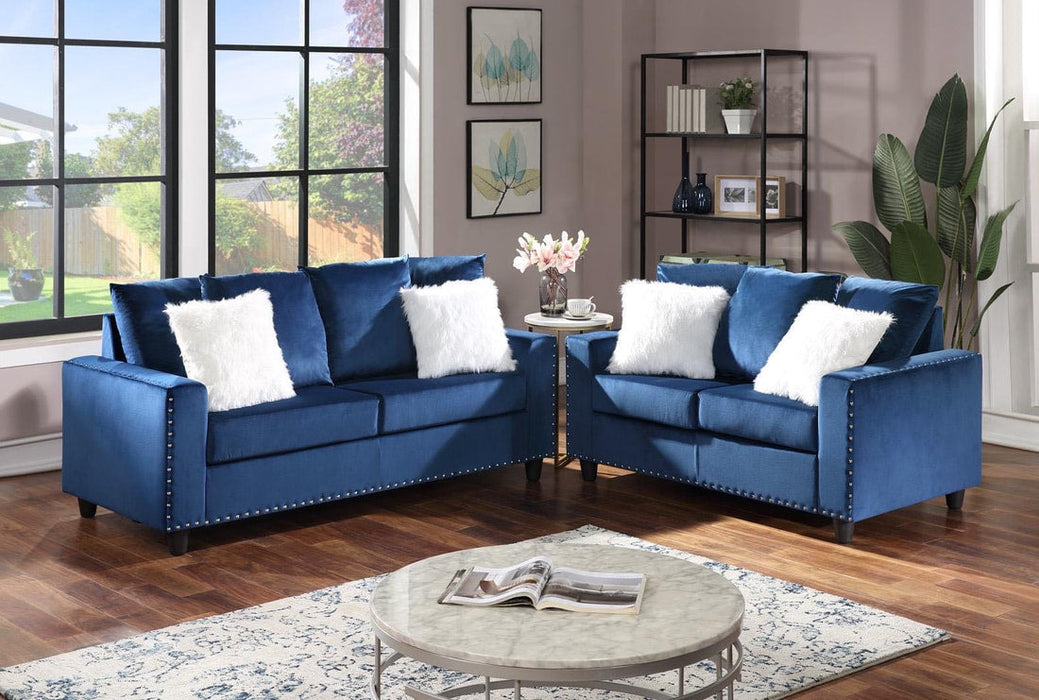 Cinderella Blue Velvet Sofa & Loveseat