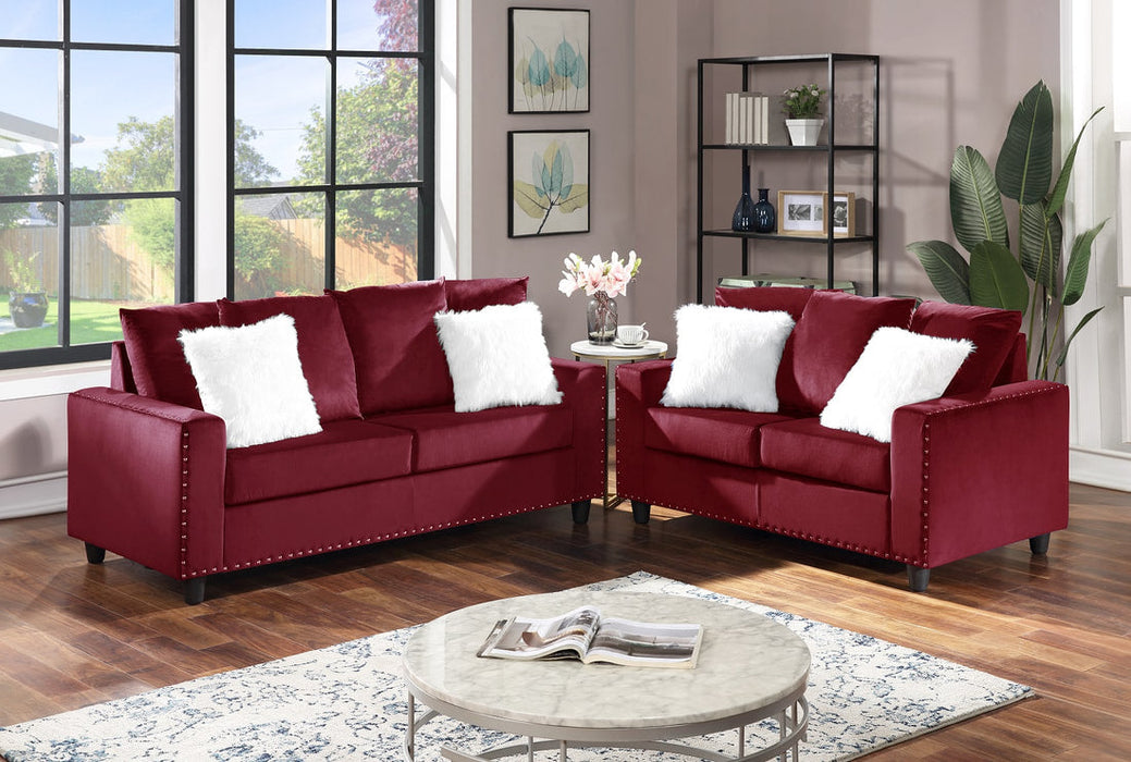 Cinderella Red Velvet Sofa & Loveseat