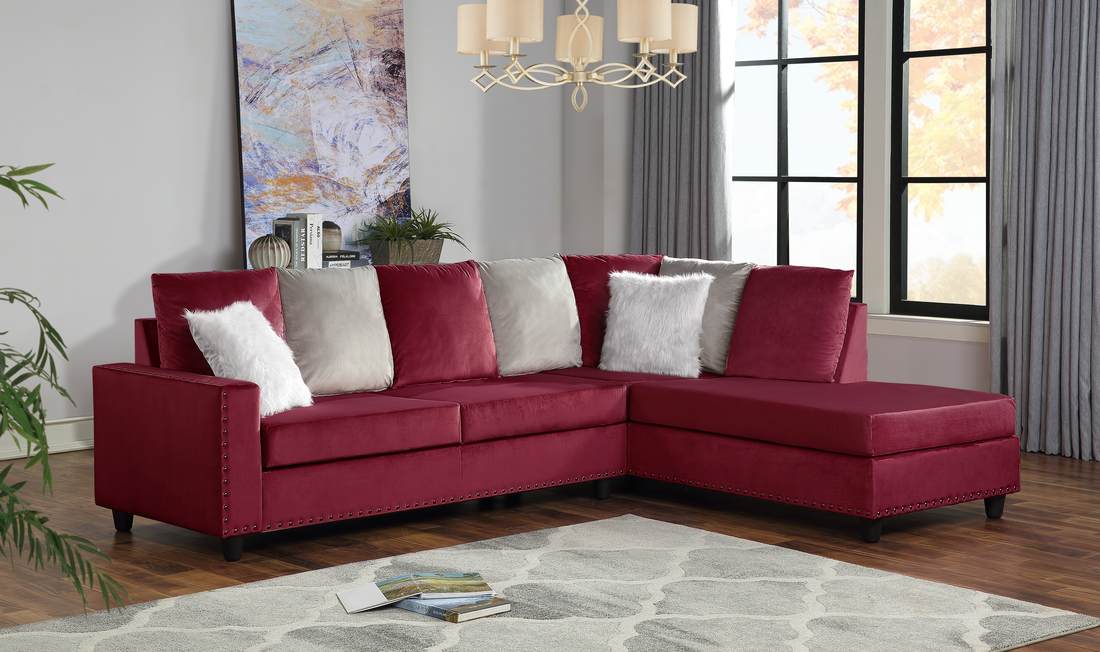 Cindy Red Velvet Reversible Sectional