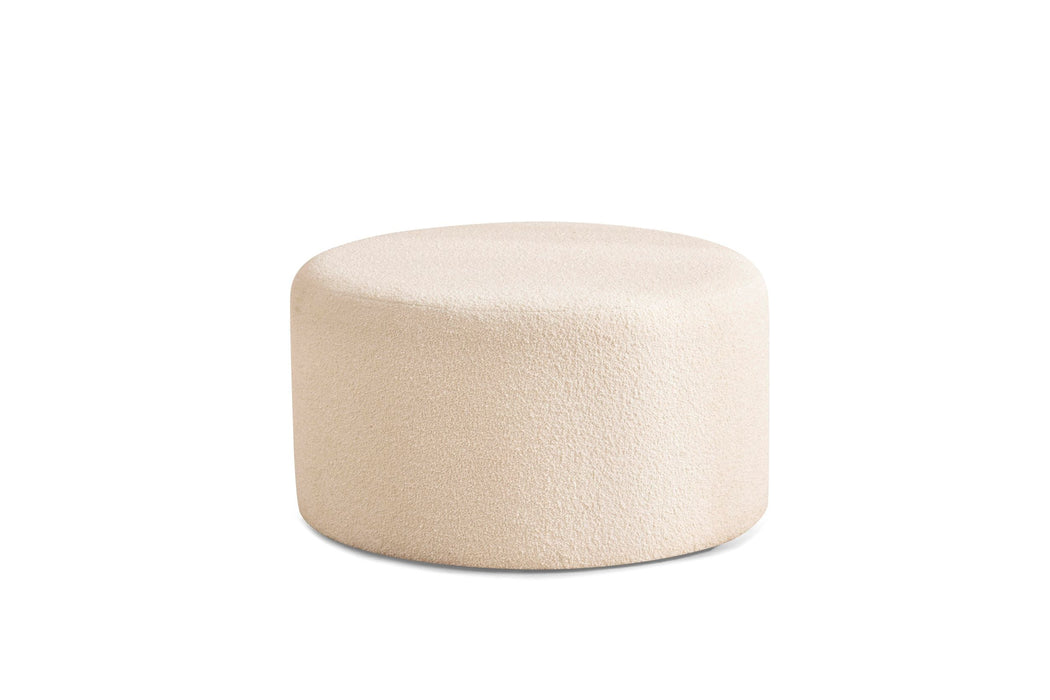 Cloe Ivory Boucle Round Ottoman