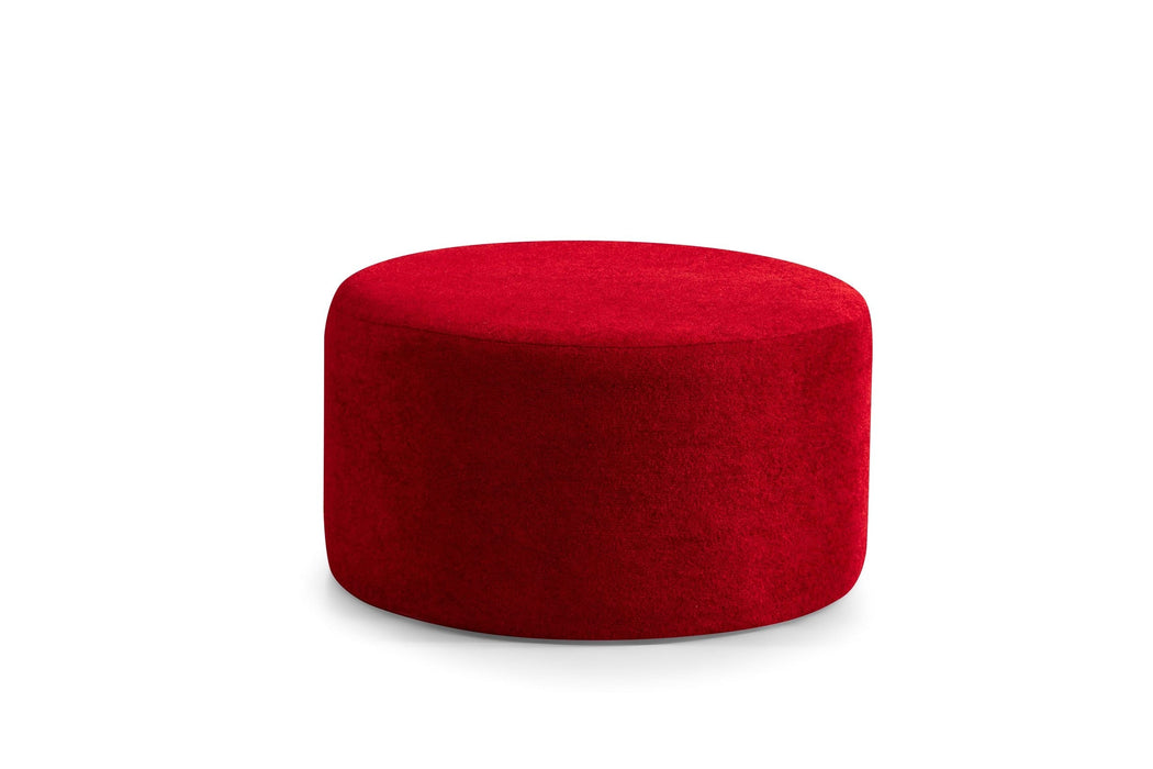 Cloe Red Boucle Round Ottoman