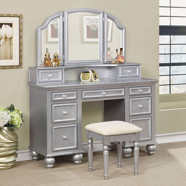 Athy Vanity With Stool Silver