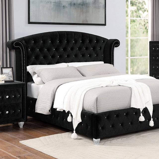 Zohar Upholstered Queen Bed Black