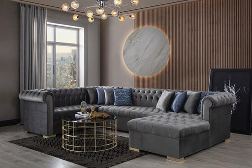 Luxen Gray Velvet Raf Chaise Sectional