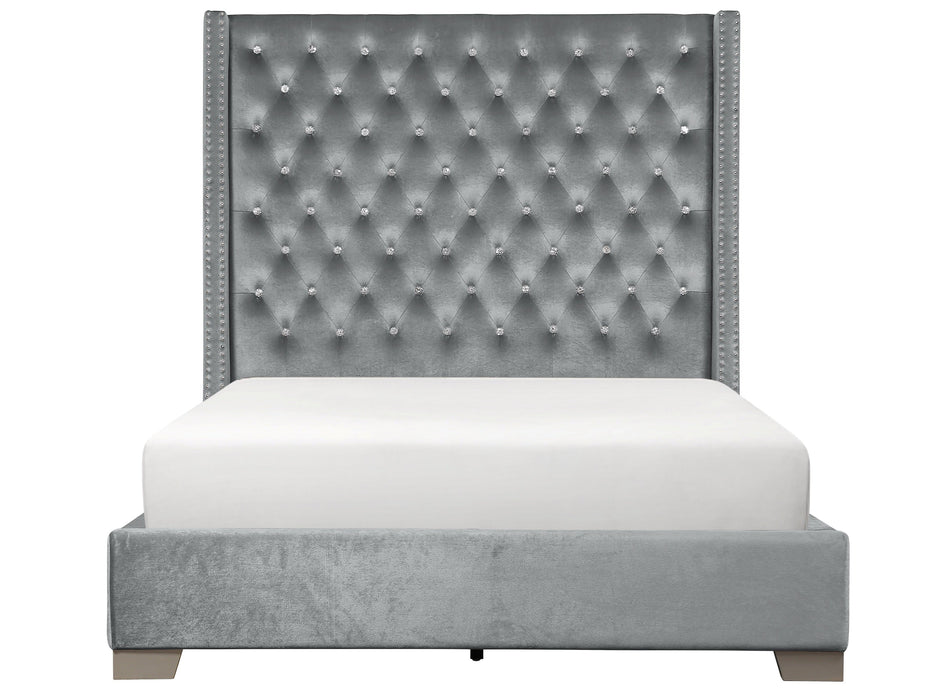 Franco Gray Velvet Queen Upholstered Bed