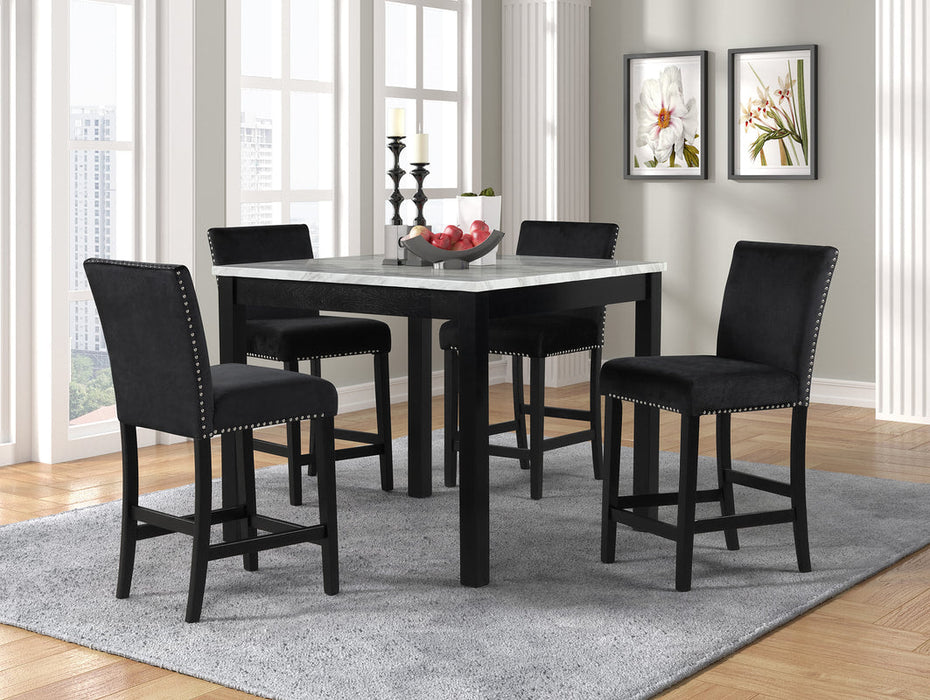 Dior Black 5-Piece Counter Height Set