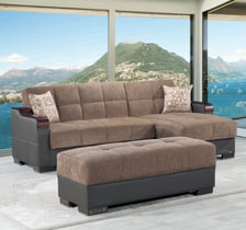 Down Town Brown Sectional With Ottoman