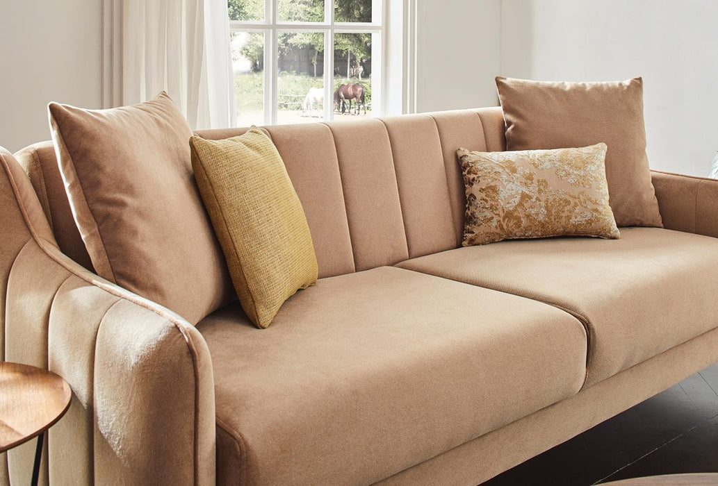 Light Brown Velvet Fabia 2-Seater Sofa