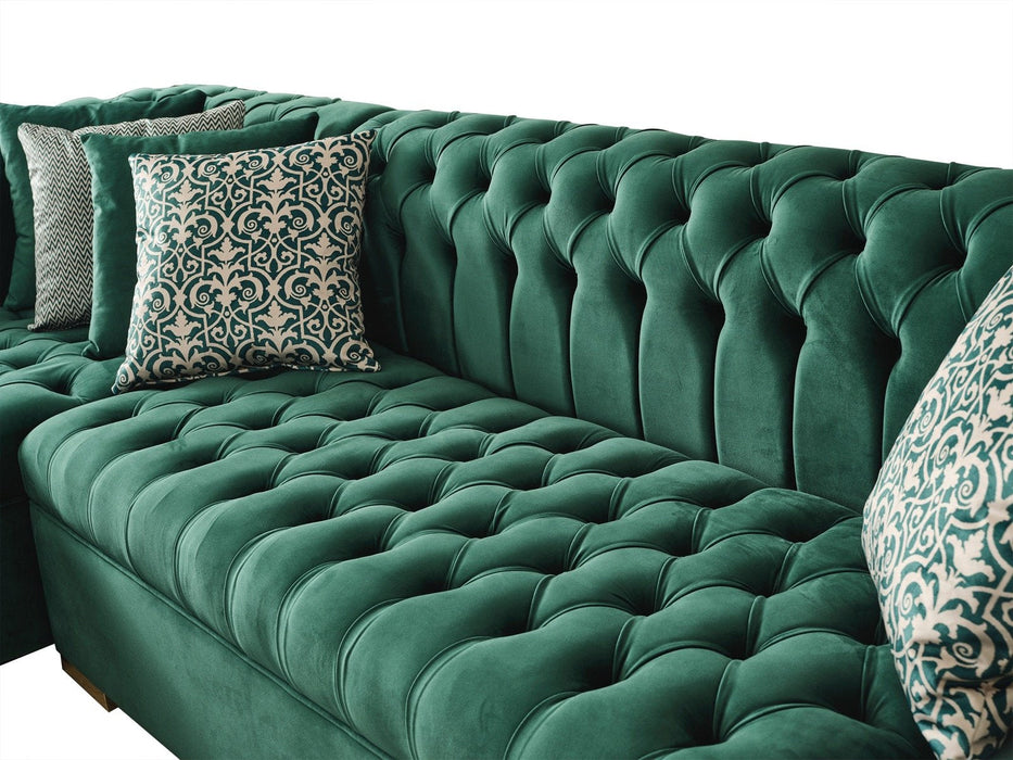 Lauren Green Velvet Double Chaise Sectional