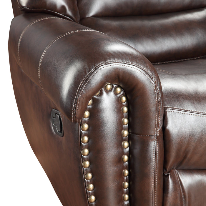 Center Hill Brown Bonded Leather Reclining Sofa