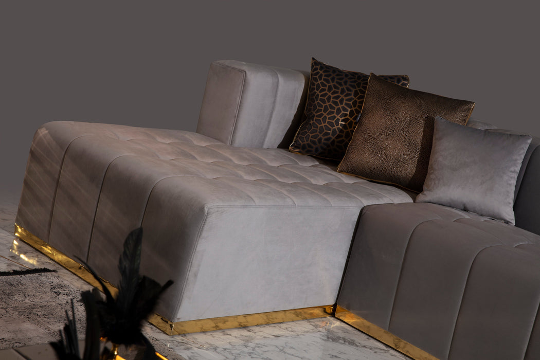 Elisha Gray Velvet Double Chaise Sectional