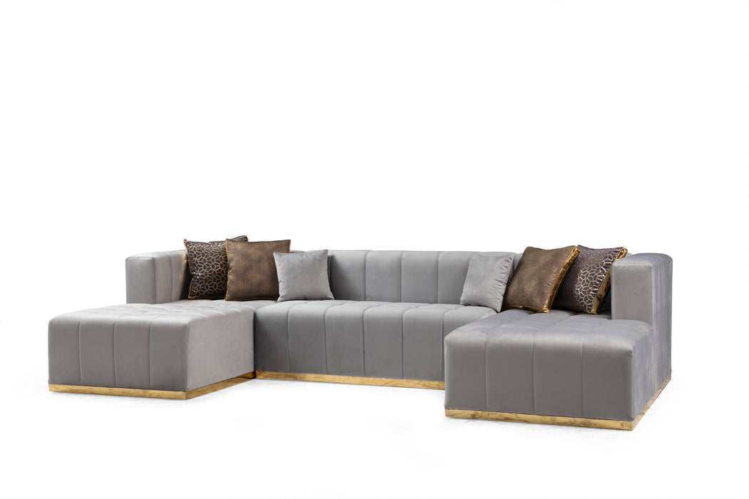 Elisha Gray Velvet Double Chaise Sectional