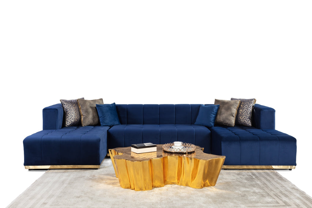 Elisha Navy Velvet Double Chaise Sectional