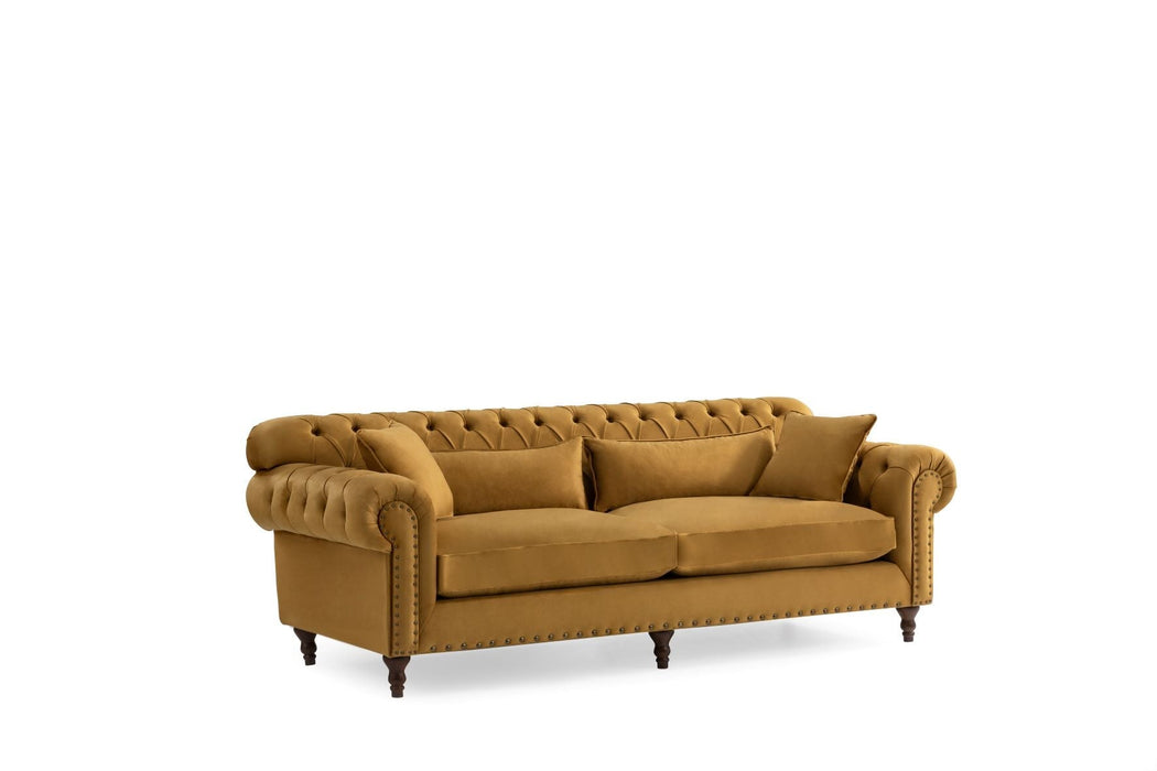 Eva Mustard Velvet Living Room Set