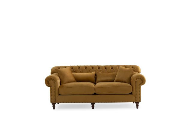 Eva Mustard Velvet Living Room Set