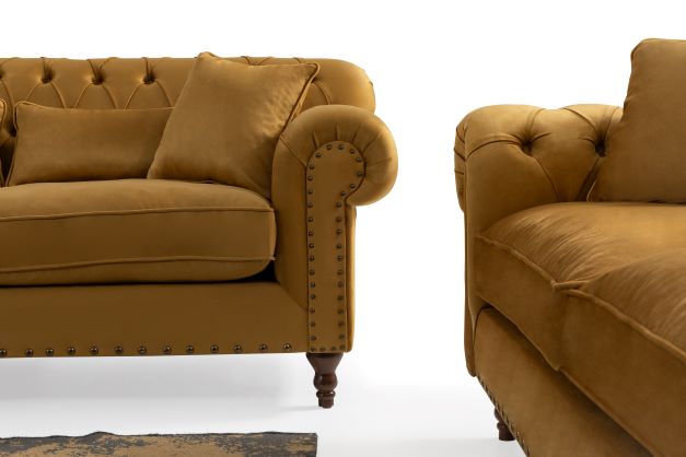 Eva Mustard Velvet Living Room Set