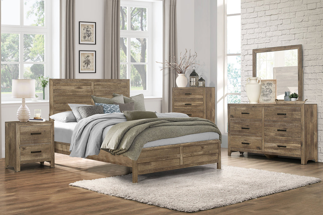 Mandan Weathered Pine Queen Panel Bed