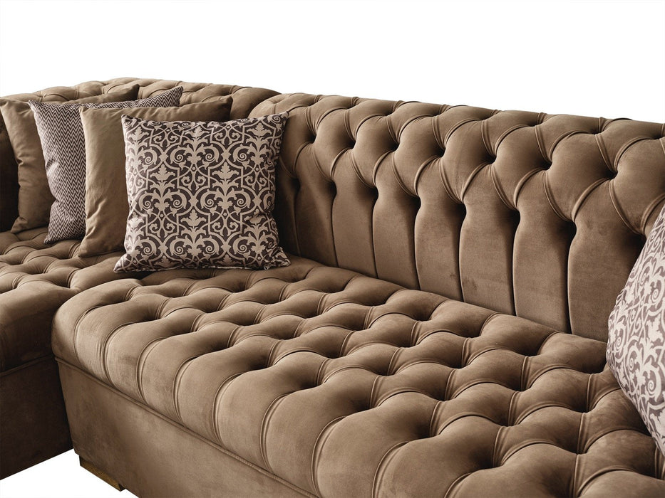 Lauren Mocha Velvet Double Chaise Sectional