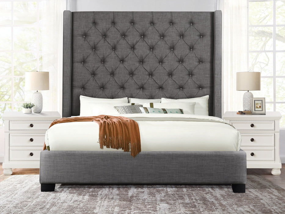 Melody Dark Gray King Upholstered Bed