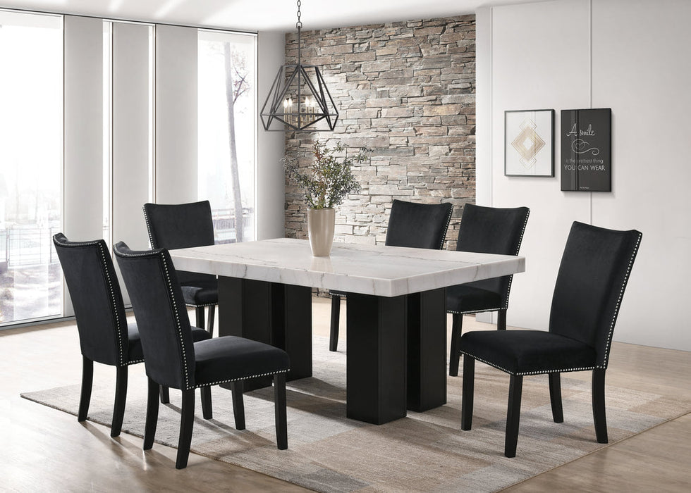 Finland Black 7-Piece Genuine Marble Dining Set