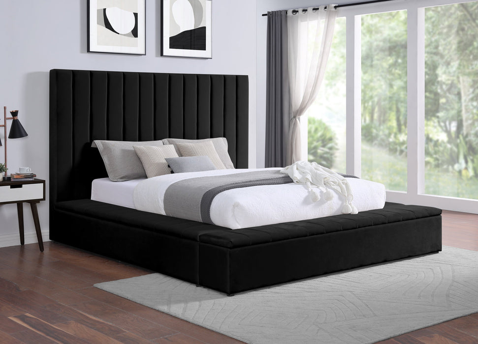 France Black Velvet King Storage Platform Bed