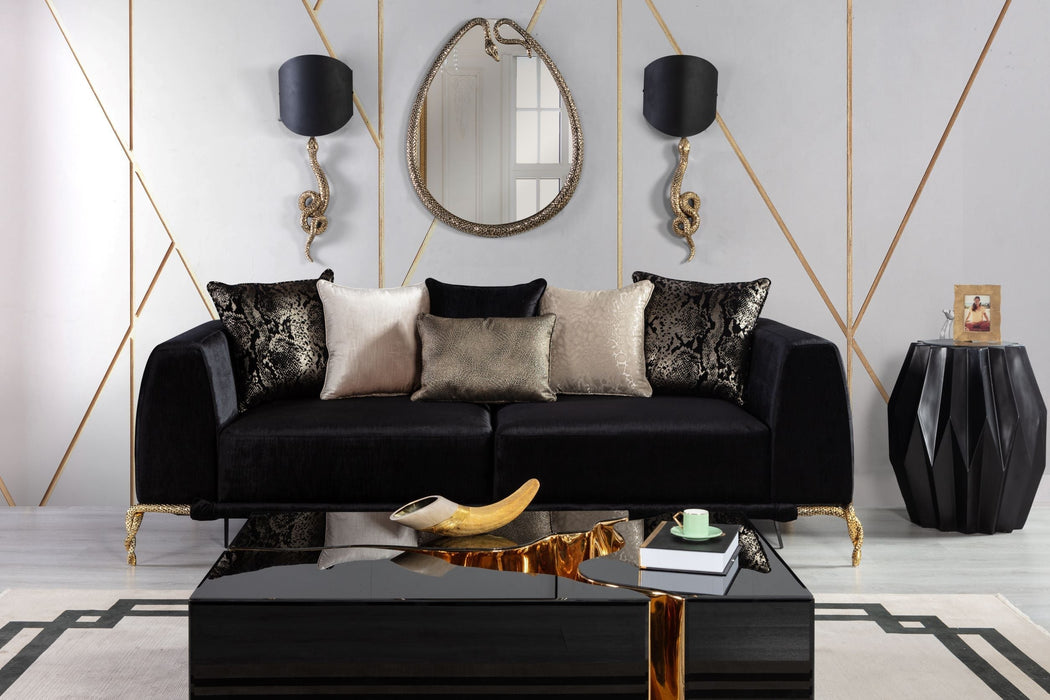 Giselle Black Velvet Sofa & Loveseat