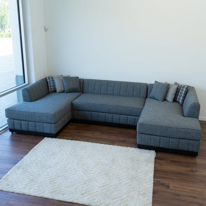 Grayson Linen Gray Double Chaise Sectional