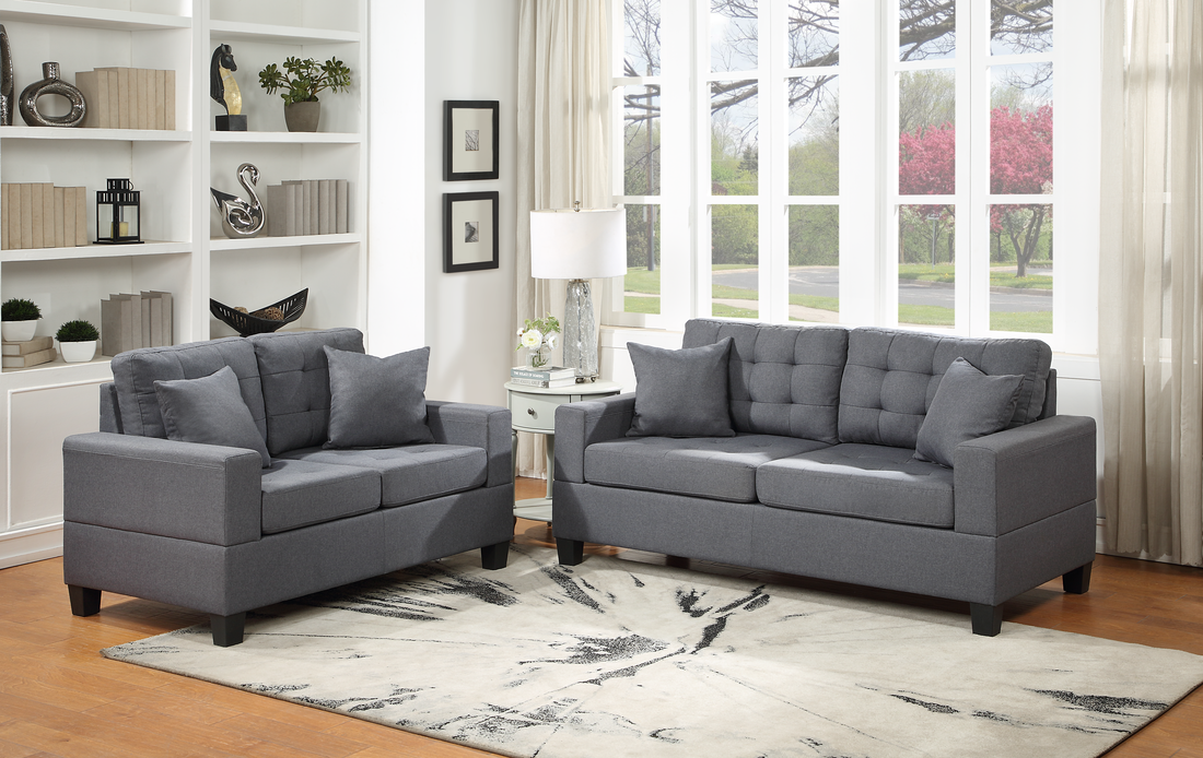 Vega Gray Linen Sofa & Loveseat