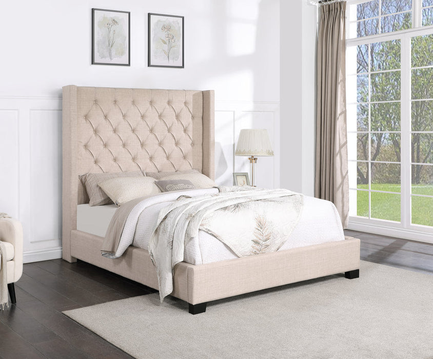 Cedar Beige 6 FT Upholstered Queen Bed