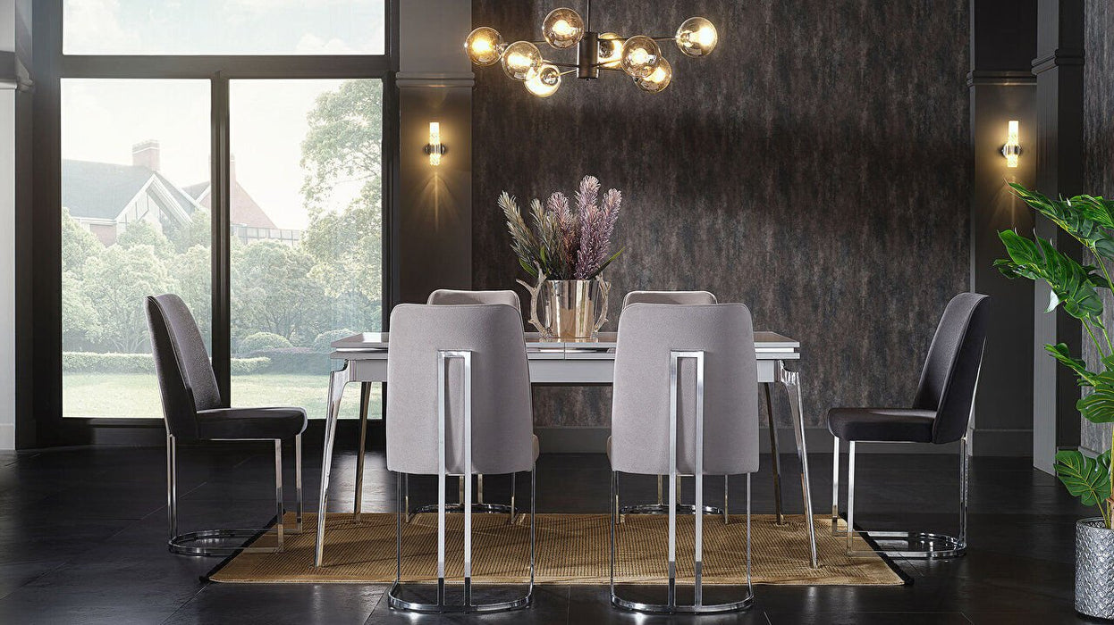 Chrome Gray Loretto Expandable Dining Table