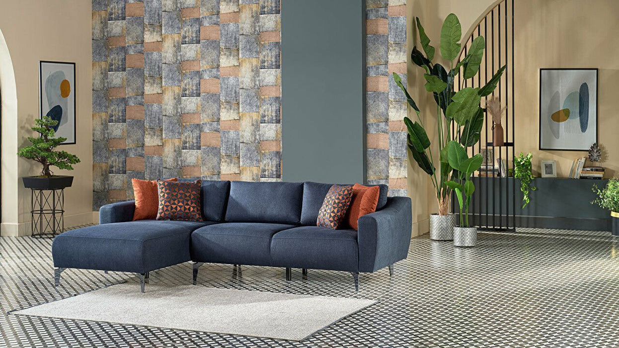 Sanvella Sectional (Linen Navy-Orange)