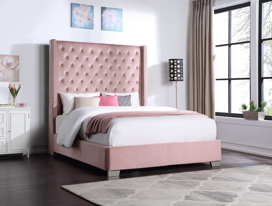 Diamond Tufted Pink 6FT King Bed