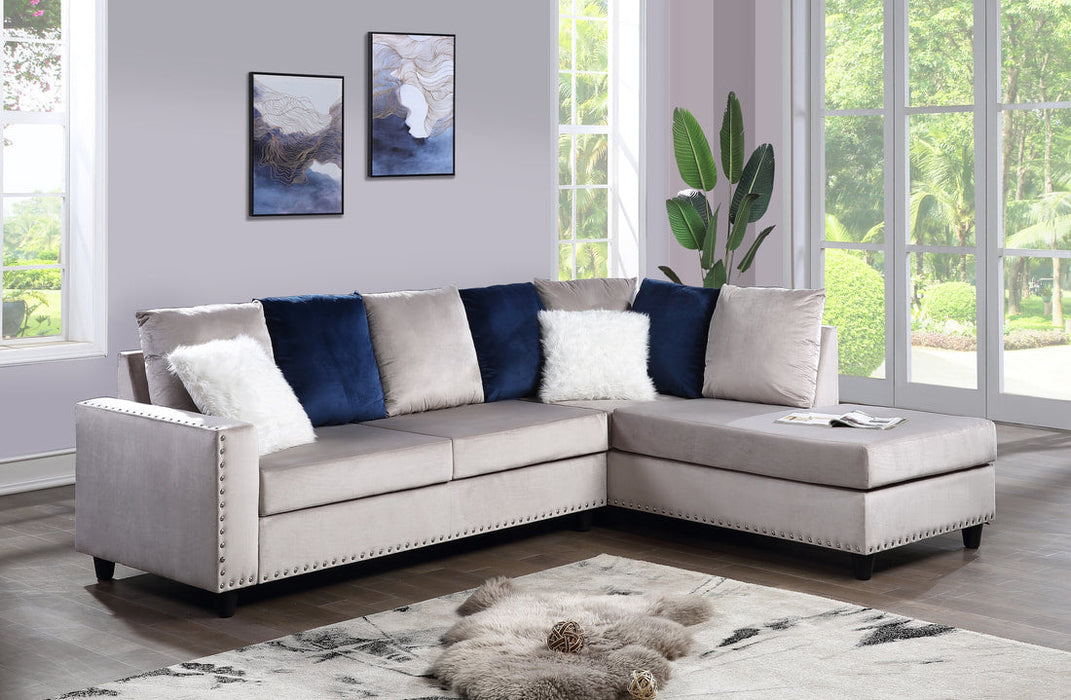 Cindy Gray Velvet Reversible Sectional