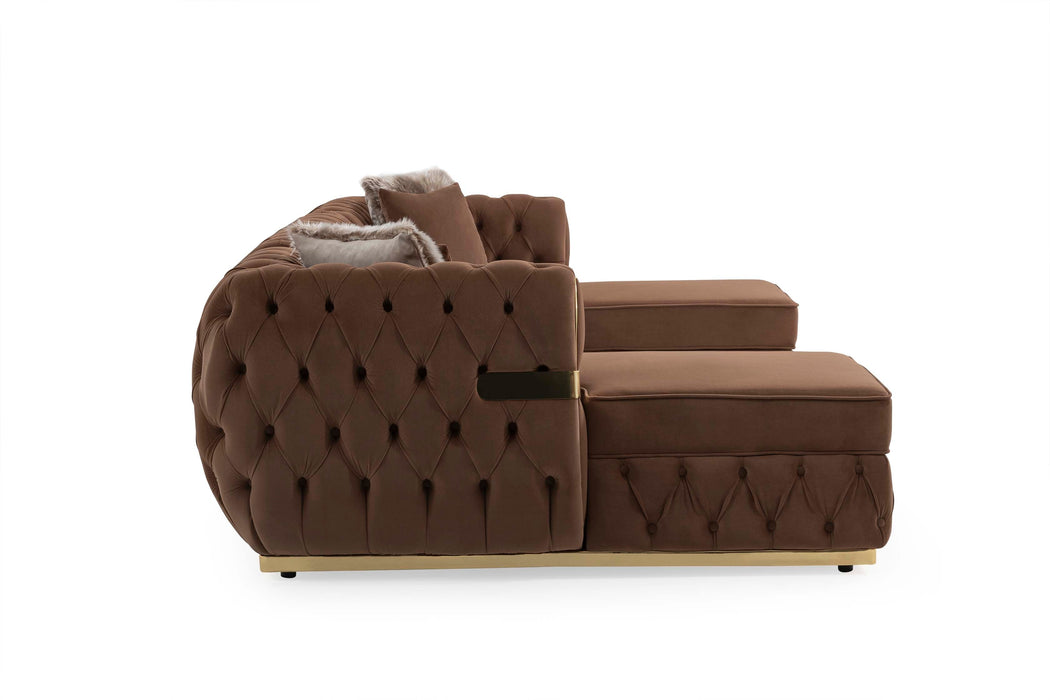 Jester Mocha Velvet Double Chaise Sectional