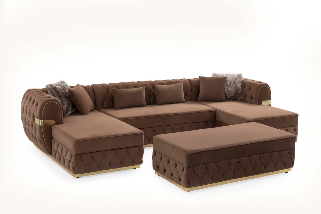 Jester Mocha Velvet Double Chaise Sectional