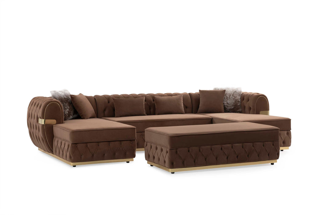 Jester Mocha Velvet Double Chaise Sectional