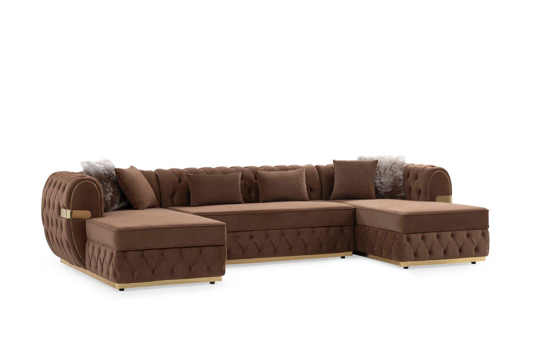 Jester Mocha Velvet Double Chaise Sectional