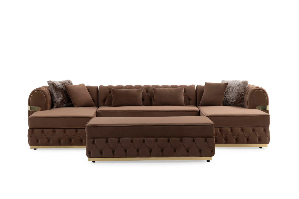 Jester Mocha Velvet Double Chaise Sectional