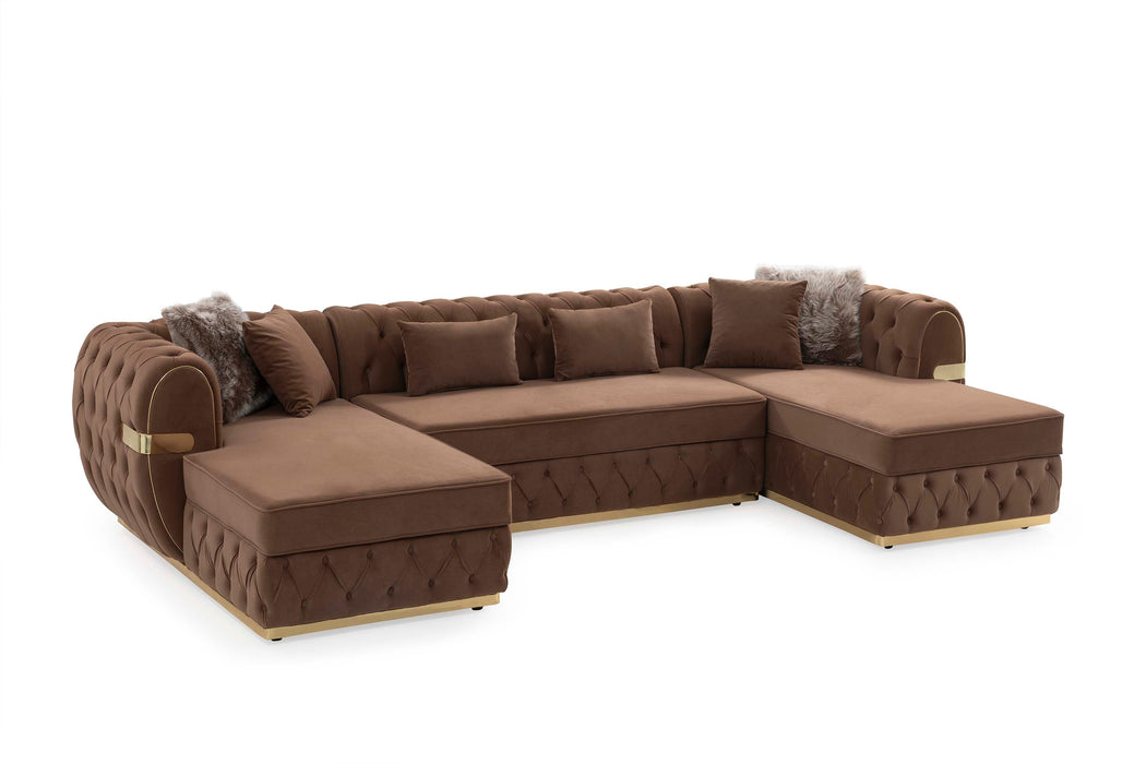 Jester Mocha Velvet Double Chaise Sectional