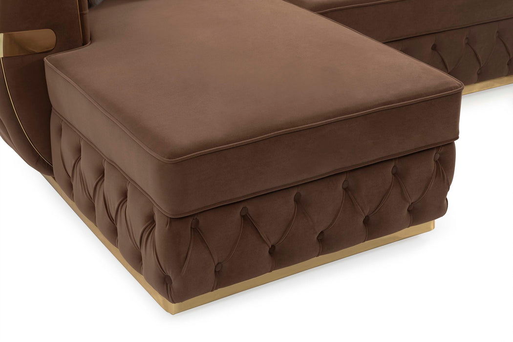 Jester Mocha Velvet Double Chaise Sectional