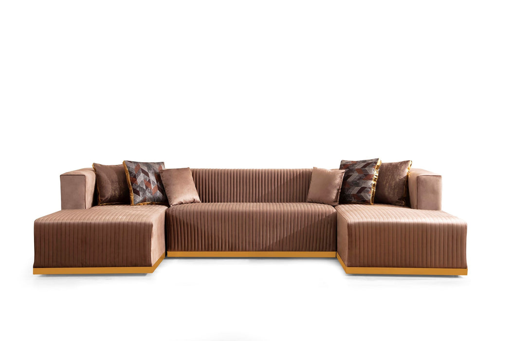 Juliana Mocha Velvet Double Chaise Sectional