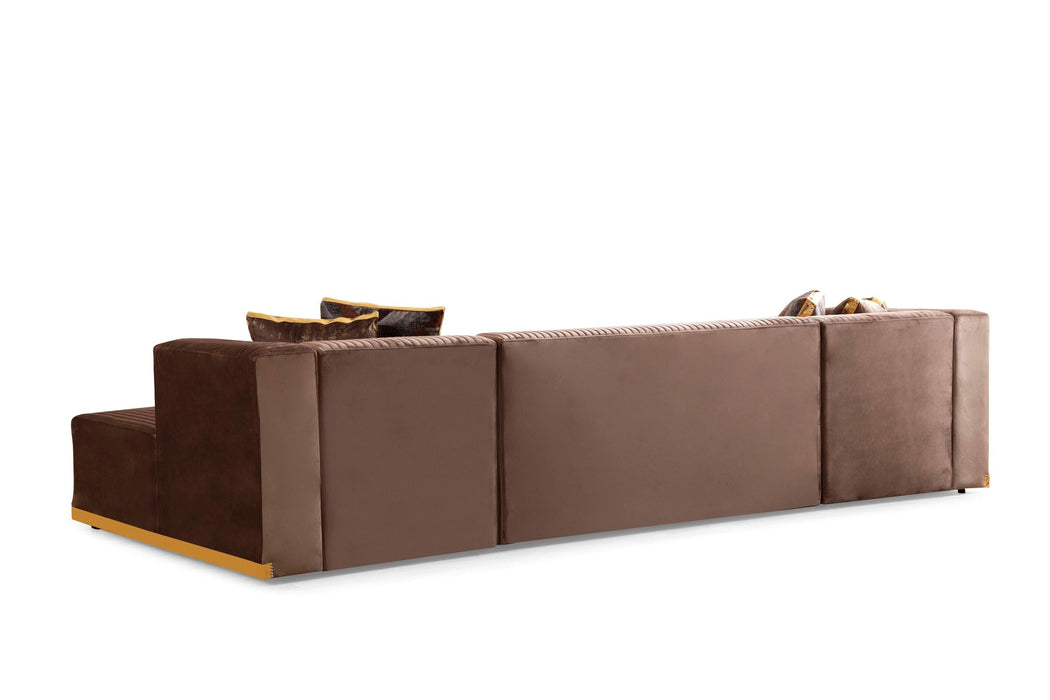 Juliana Mocha Velvet Double Chaise Sectional