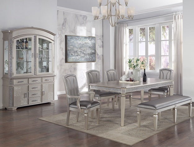 Klina Silver Champagne Extendable Dining Table