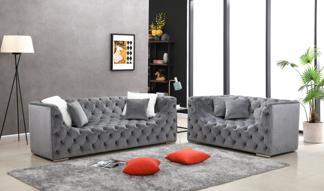 Kylie Velvet Grey Living Room Set