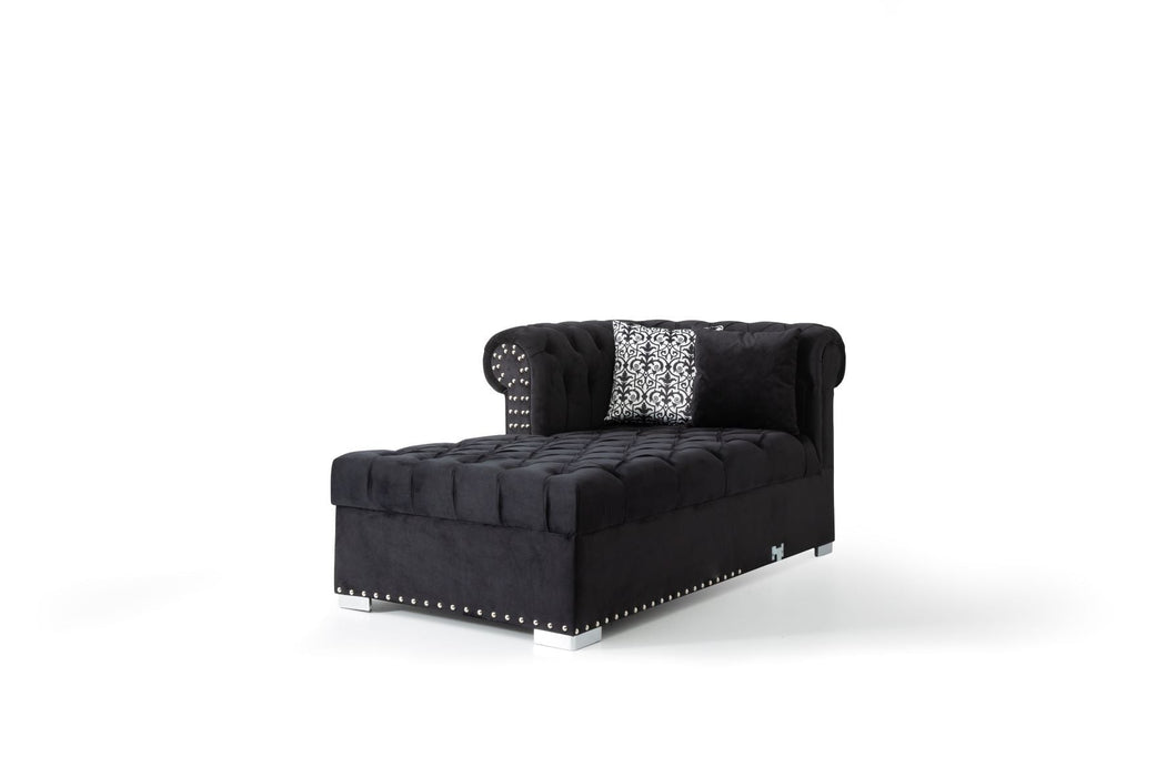 Larry Black Velvet Double Chaise Sectional