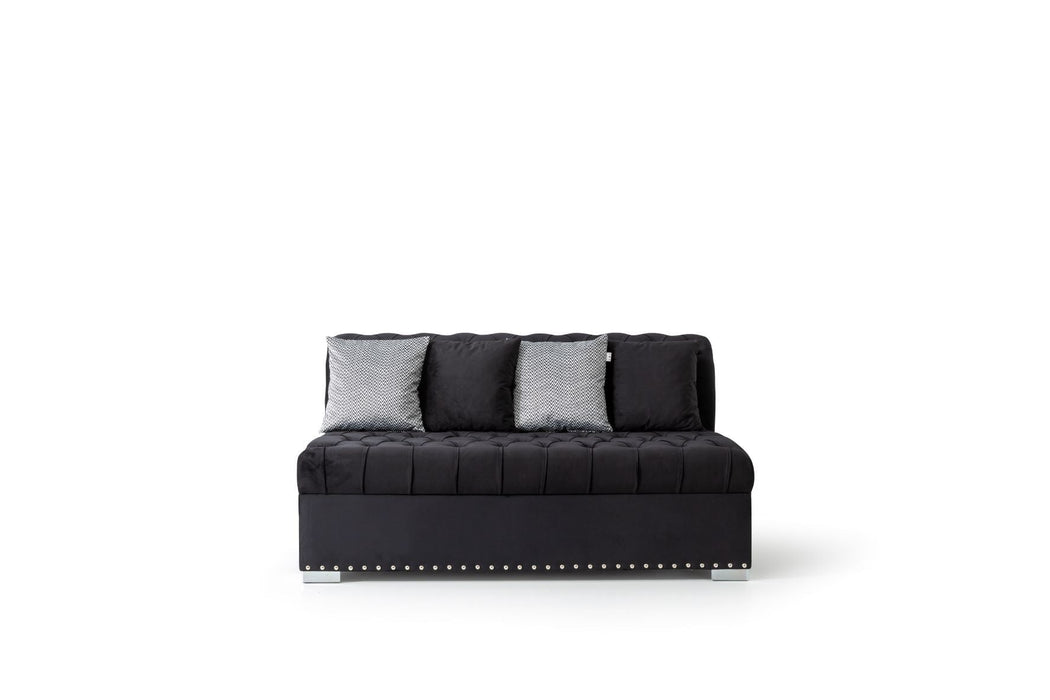 Larry Black Velvet Double Chaise Sectional