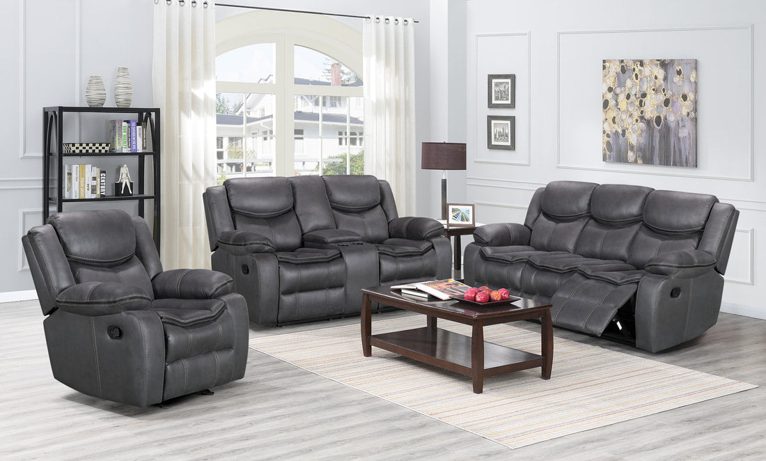 Leon Gray 3-Piece Reclining Living Room Set