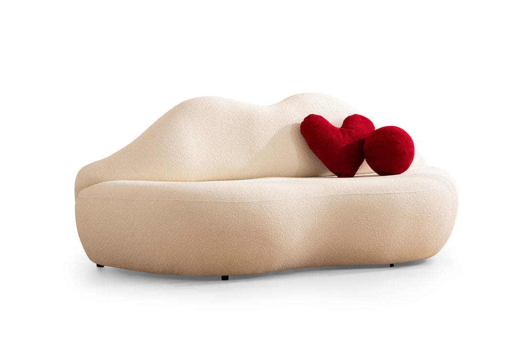 Lips Ivory Boucle Settee