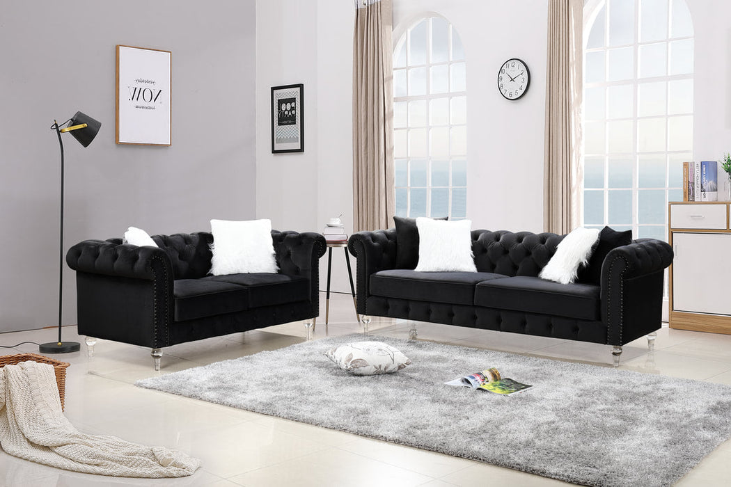 Manchester Black Velvet Sofa & Loveseat